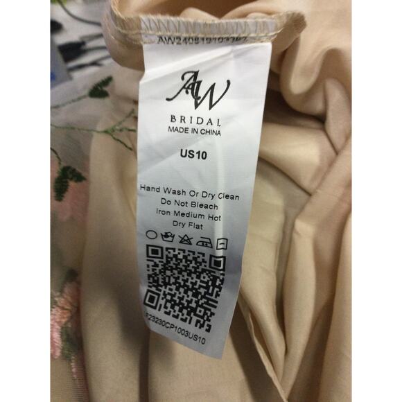 AW BRIDAL 10 L  Cream Carole Floral Wedding Guest Formal Party Maxi Dress b71 - Picture 8 of 8